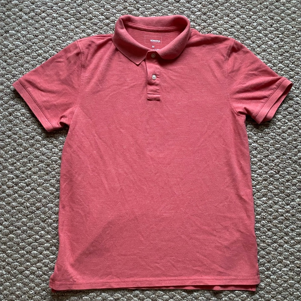 Mens Sonoma Pink Salmon Short Sleeve Polo Shirt Size Medium